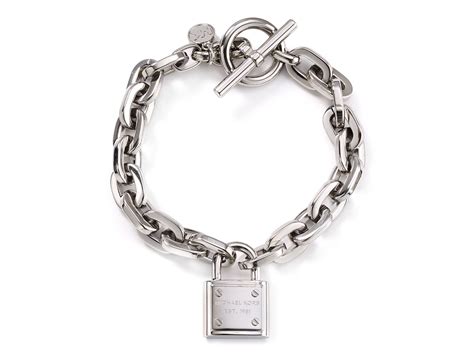 michael kors chain link padlock bracelet silver|Precious Metal.